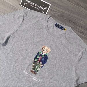 POLO RALPH LAUREN Men’s Grey HTR Custom Slim Fit Preppy Bear Jersey T-Shirt